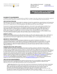 (Ll.M.) Program Application Procedures