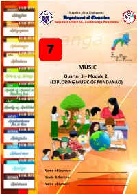 Module 2: (EXPLORING MUSIC of MINDANAO)
