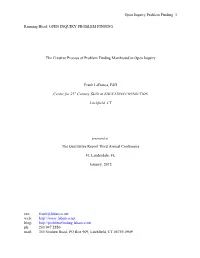 Open Inquiry Problem Finding 1 Running Head