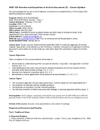 ARST 520 Selection and Acquisition of Archival Documents (3) -- Course Syllabus