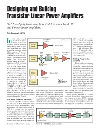 Designing and Building Transistor Linear Power Amplifiers