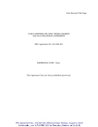 First Revised Title Page COSCO SHIPPING /PIL/WHL VESSEL
