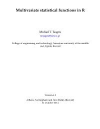 Multivariate Statistical Functions in R