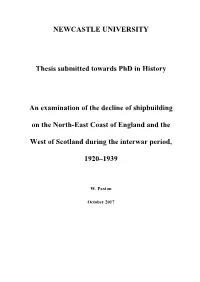 NEWCASTLE UNIVERSITY Thesis Submitted Towards Phd in History