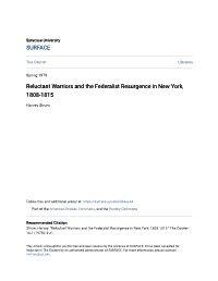 Reluctant Warriors and the Federalist Resurgence in New York, 1808-1815