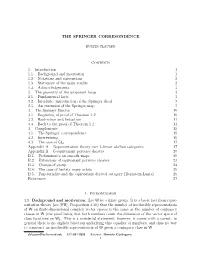THE SPRINGER CORRESONDENCE Contents 1. Introduction 1 1.1