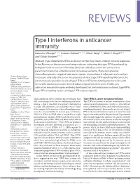 Type I Interferons in Anticancer Immunity