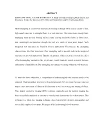 ABSTRACT SURAGANI VENU, LALITH BHARGAVA. a Study on Hydroentangling Mechanisms and Structures. (Under the Direction of Dr. Behna
