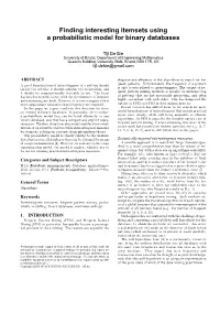 Finding Interesting Itemsets Using a Probabilistic Model for Binary Databases