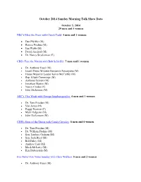 October 2014 Sunday Morning Talk Show Data