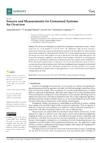 Sensors and Measurements for Unmanned Systems: an Overview