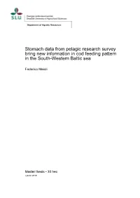 Stomach Data from Pelagic Research Survey Bring New Information in Cod Feeding Pattern in the South-Western Baltic Sea