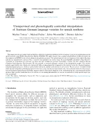 Unsupervised and Phonologically Controlled Interpolation of Austrian German Language Varieties for Speech Synthesis