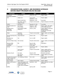 9 Organizations, Agency, and Business Outreach Before Draft Program Eir/Eis Release