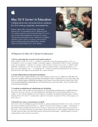 Mac OS X Server in Education Collaboration and Communication Solutions for 21St-Century Academic Environments