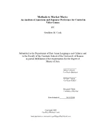 Methods to Market Mario: an Analysis of American and Japanese Preference for Control in Video Games