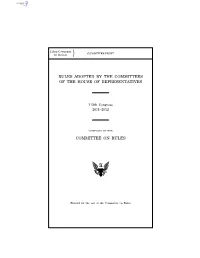 Rules Adopted by the Committees of the House of Representatives