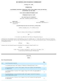 Securities and Exchange Commission Form 10-Q The
