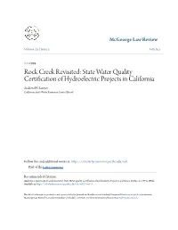 State Water Quality Certification of Hydroelectric Projects in California Andrew H