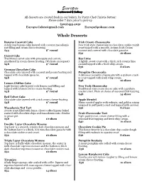Dessert Menu