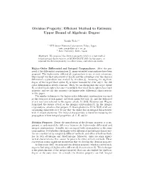 Division Property: Eﬃcient Method to Estimate Upper Bound of Algebraic Degree