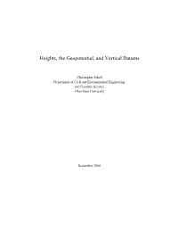 Heights, the Geopotential, and Vertical Datums