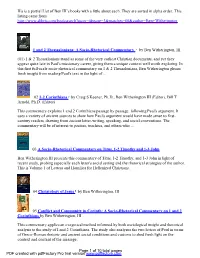 His Is a Partial List of Ben III's Books with a Little About Each. They Are