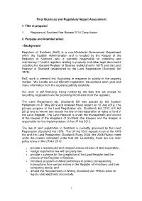 The Registers of Scotland (Fees) Order 2014