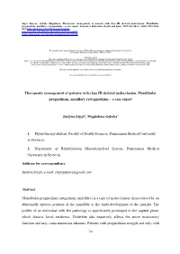 Therapeutic Management of Patients with Class III Skeletal Malocclusion