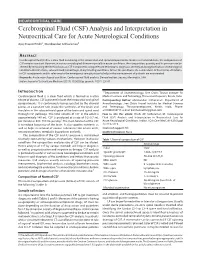 Cerebrospinal Fluid (CSF) Analysis and Interpretation in Neurocritical Care for Acute Neurological Conditions Ajay Prasad Hrishi1, Manikandan Sethuraman2