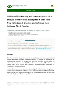 NGS-Based Biodiversity and Community Structure Analysis of Meiofaunal Eukaryotes in Shell Sand from Hållö Island, Smögen, and Soft Mud from Gullmarn Fjord, Sweden