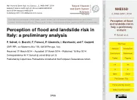 Perception of Flood and Landslide Risk in Italy: a Preliminary Analysis