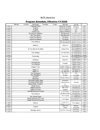 Program Schedule, Effective 1/1/2020