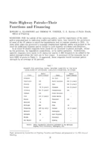 State Highway Patrols-Their Functions and Financing