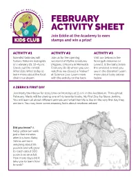 FEBRUARY ACTIVITY SHEET Join Eddie at the Academy to Earn Stamps and Win a Prize!