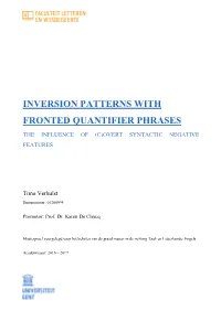 Inversion Patterns with Fronted Quantifier Phrases