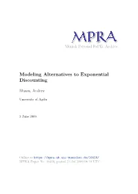 Modeling Alternatives to Exponential Discounting