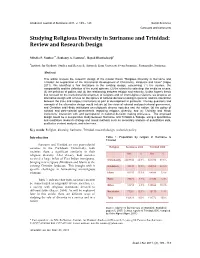 Studying Religious Diversity in Suriname and Trinidad: Review and Research Design