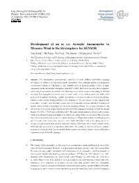 Development of an in Situ Acoustic Anemometer to Measure Wind in the Stratosphere for SENSOR