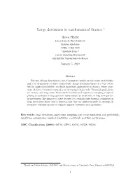 Large Deviations in Mathematical Finance