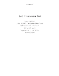 Perl Programming Fast