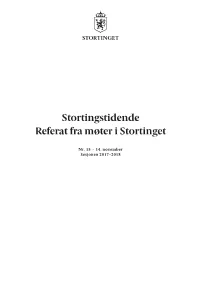 Stortingstidende Referat Fra Møter I Stortinget