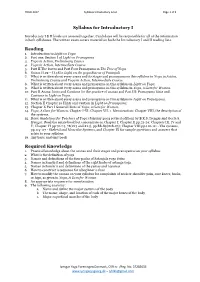 Syllabus for Introductory I Reading