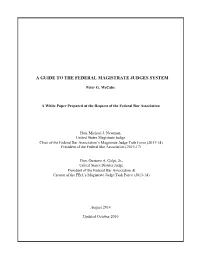 A Guide to the Federal Magistrate Judges System