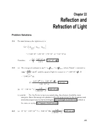 Chapter 22 Reflection and Refraction of Light