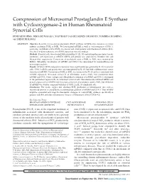 Coexpression of Microsomal Prostaglandin E Synthase With