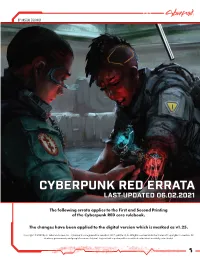 Cyberpunk Red Errata Last Updated 06.02.2021