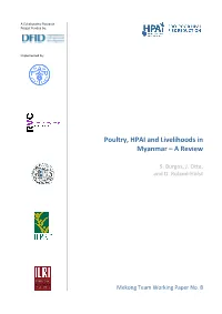 Poultry, HPAI and Livelihoods in Myanmar – a Review