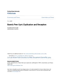 Ibsen's Peer Gynt: Explication and Reception