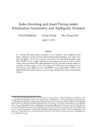 Index Investing and Asset Pricing Under Information Asymmetry and Ambiguity Aversion